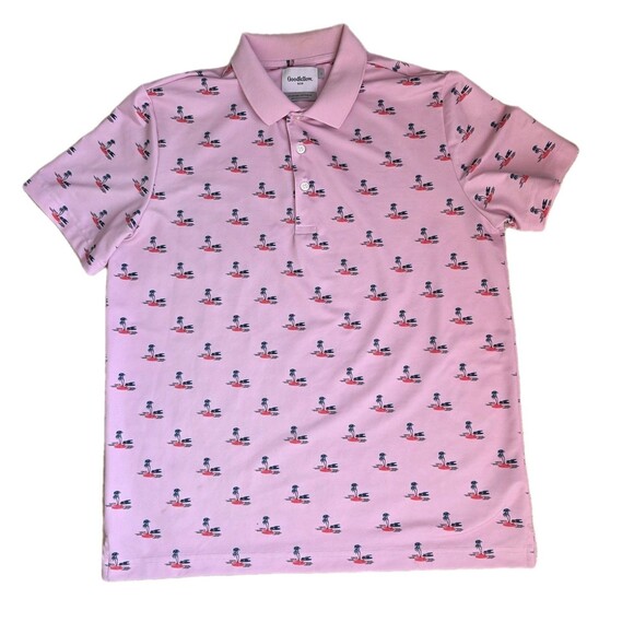 Goodfellow & Co Other - Goodfellow Mens Pink 3 Button Short Sleeve Stretch Slit Hem Golf Polo Size Large